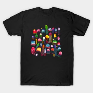 Pocket - Watercolor Marine Jellyfishes T-Shirt